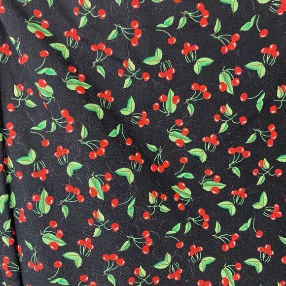 Vintage Cherry Print Dress Square Neck Midi Length Pin-Up Custom Made Women’s L - Picture 9 of 16